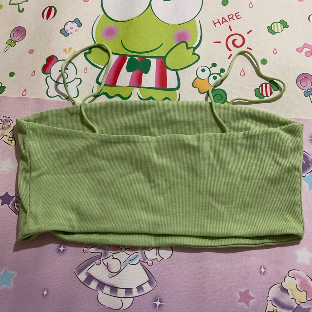 Green Rib-Knit Cropped Cami Top NWOT - Picture 2 of 8